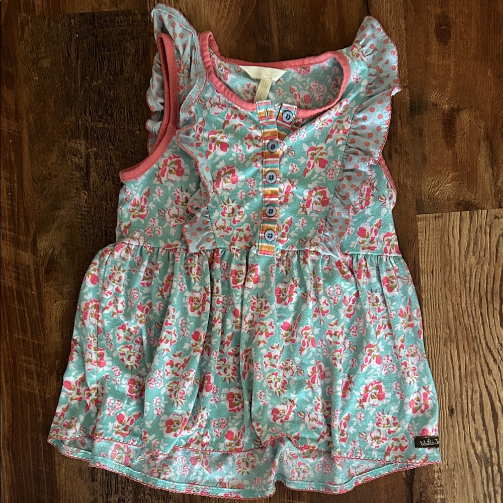 Matilda Jane Mint Floral Tank with Coral Trim